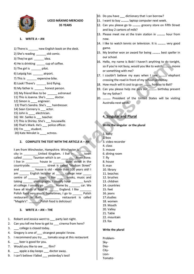 exercise 6 grade worksheet