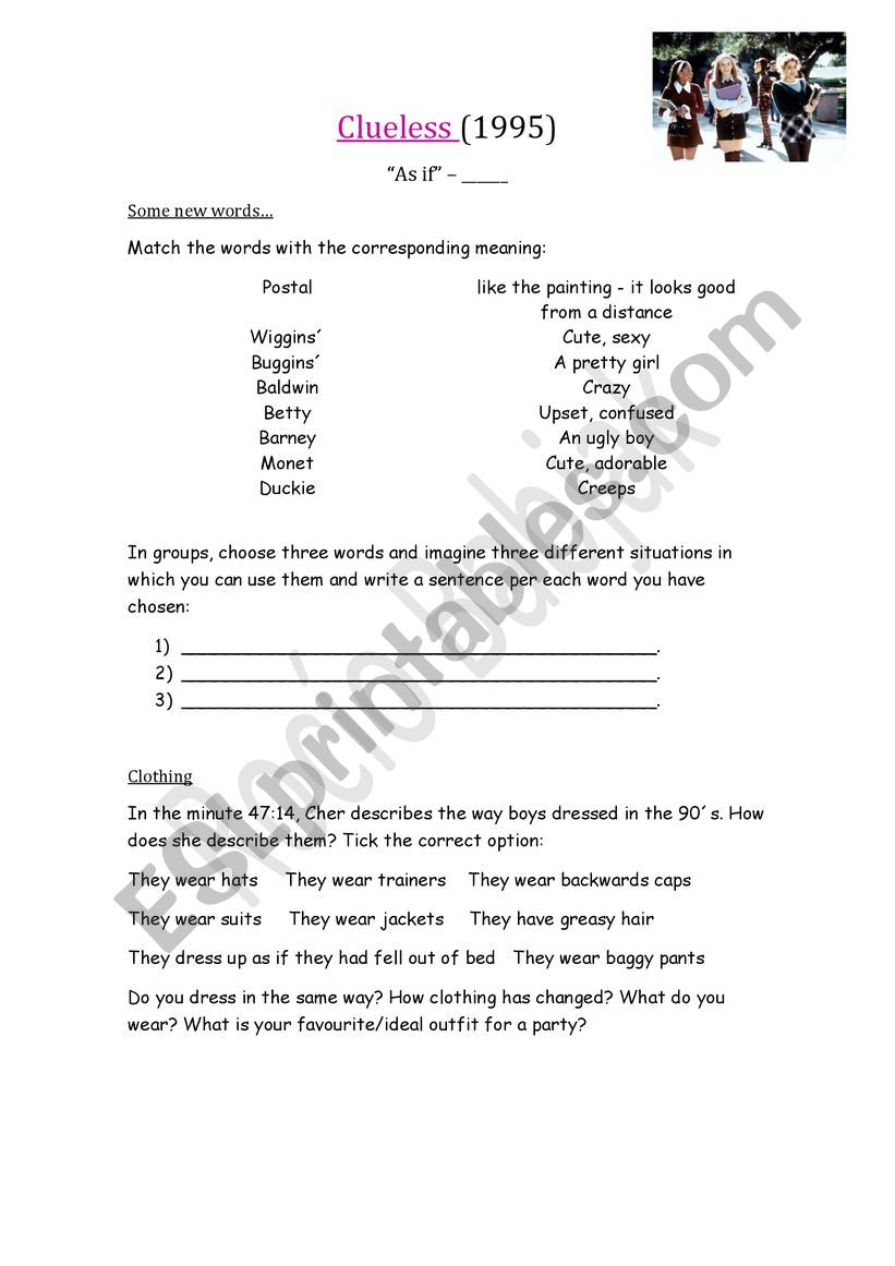 Clueless - Worksheet worksheet