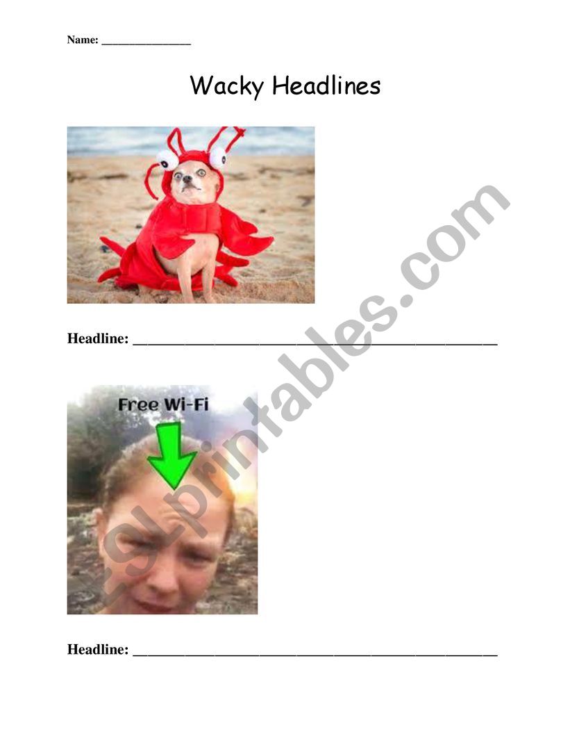 Wacky Headlines worksheet