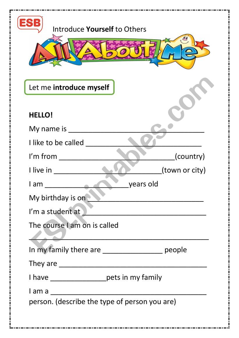 Introduce yourself worksheet