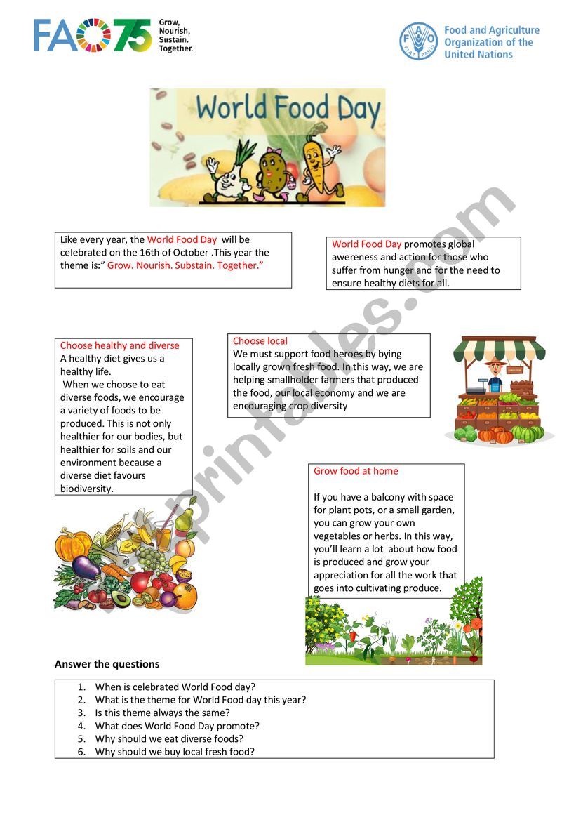 World Food Day worksheet