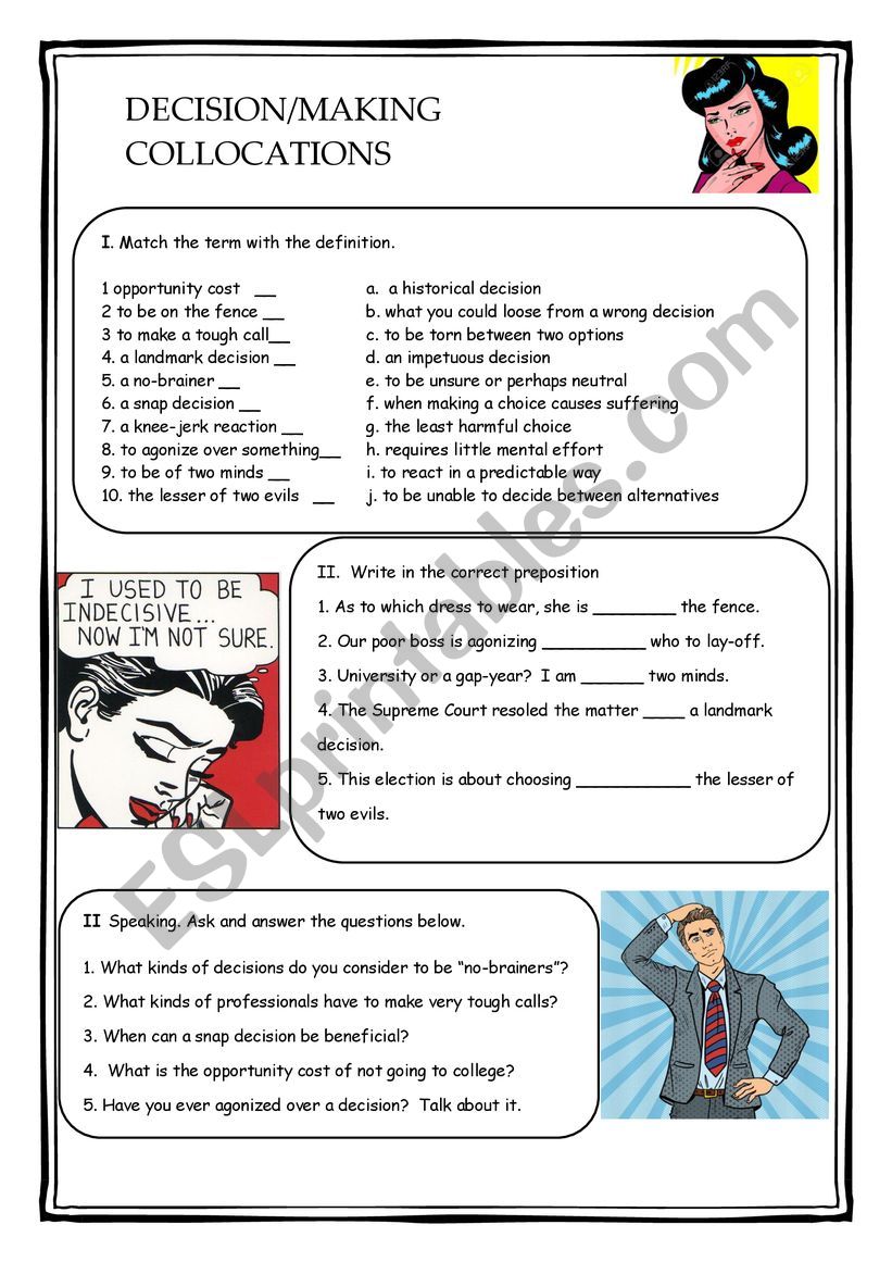 Decision Making Collocations worksheet