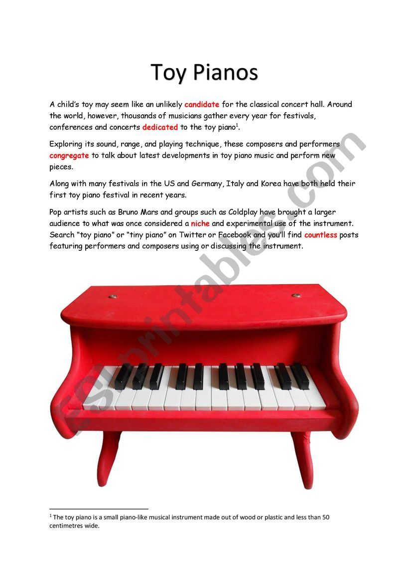 Toy Pianos worksheet