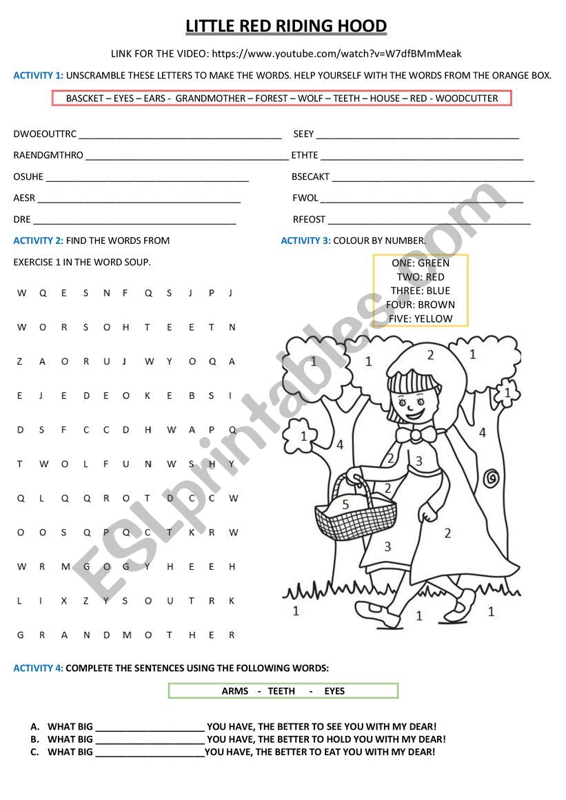 LITTLE RED RIDING HOOD worksheet