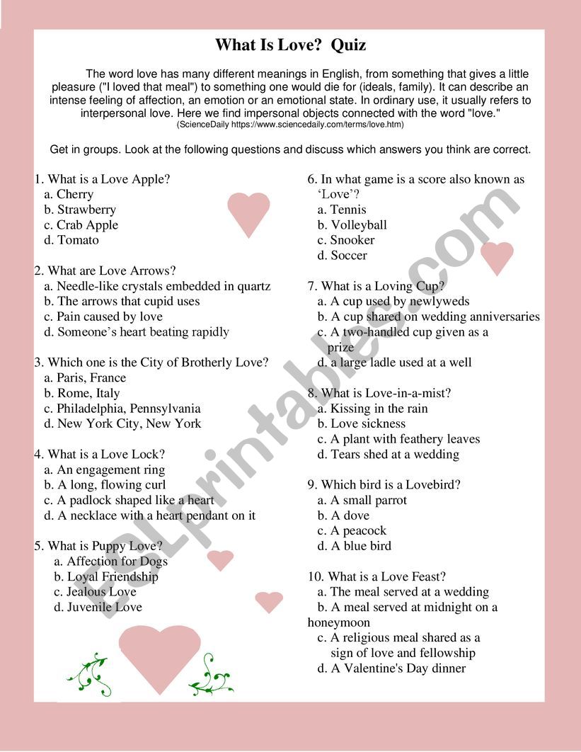What is Love? worksheet