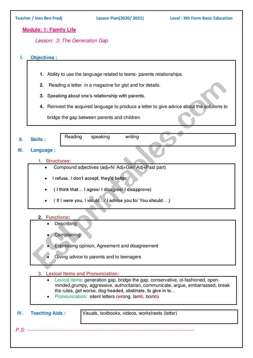 The Generation Gap Lesson plan