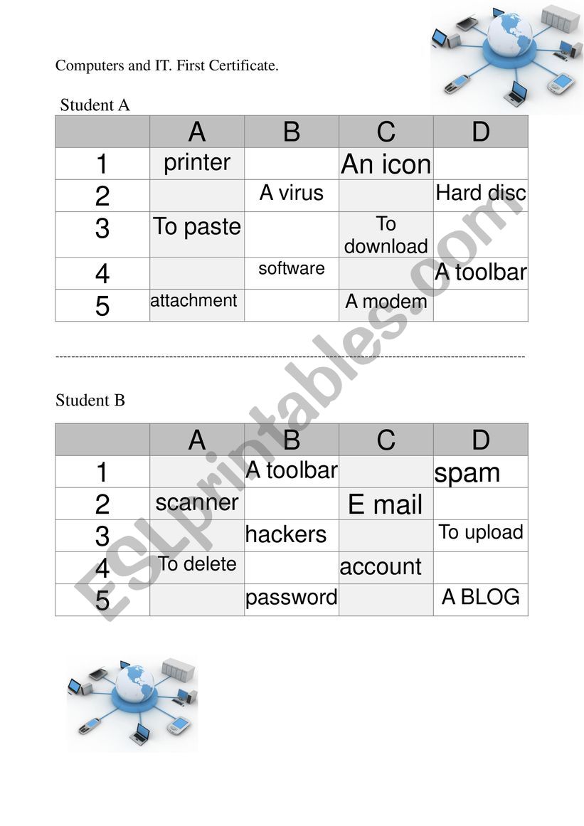 Computers and IT. Speaking. Pair Work. First Certificate.