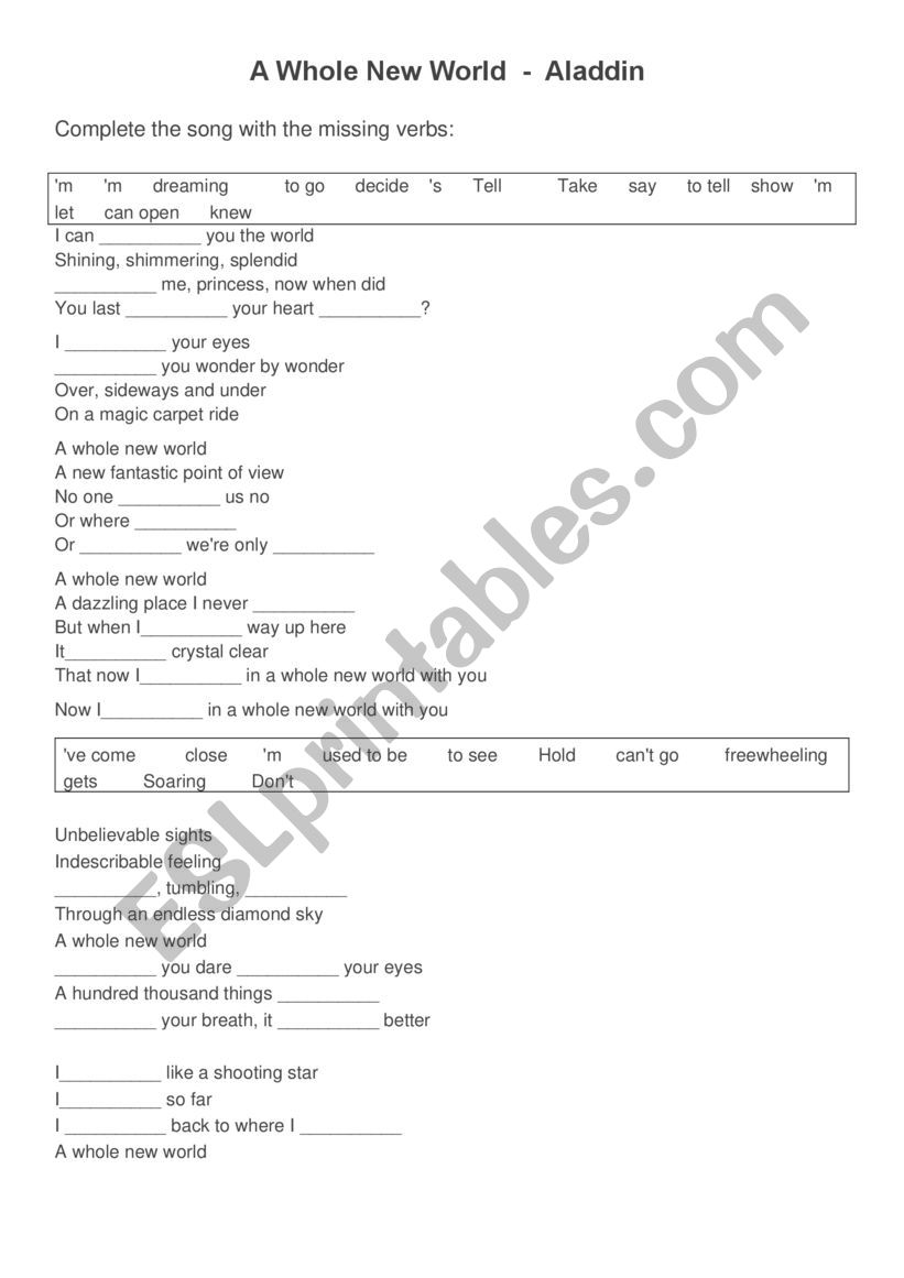 A whole new world - Song Activity