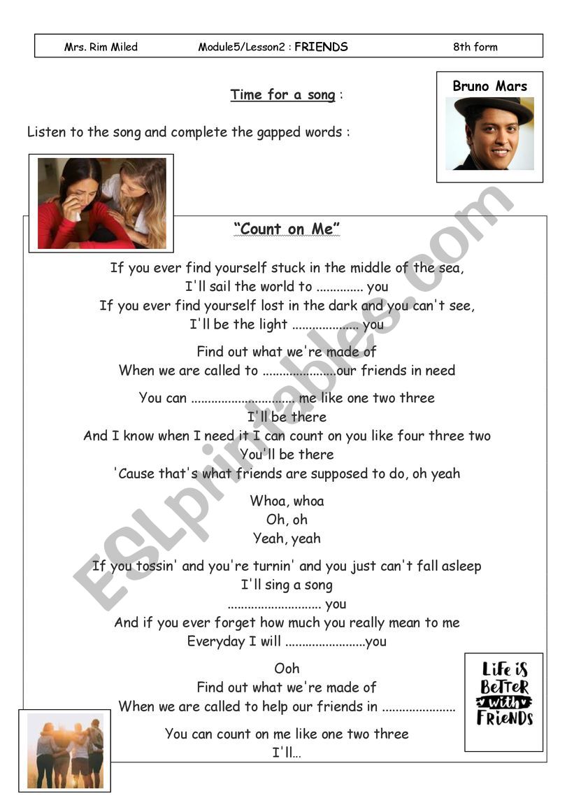 lesson 2 Friends   Time for a song