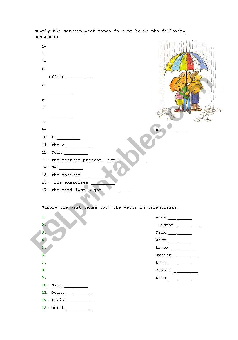 past tense worksheet