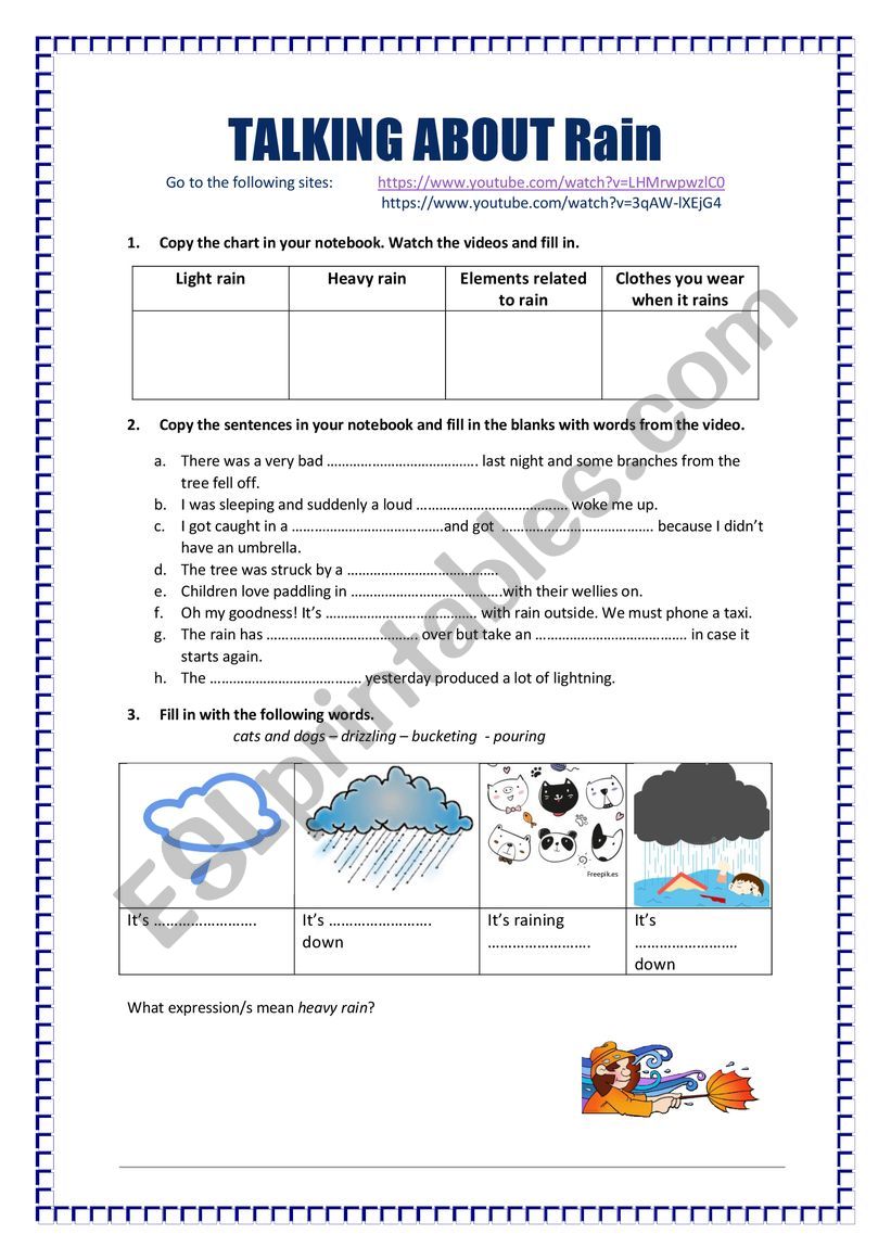 Rain worksheet