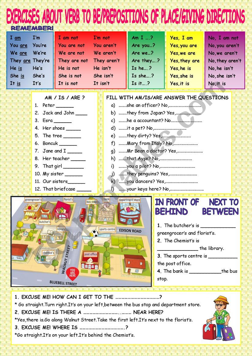 VERB TO BE & GIVING DIRECTIONS & PREPOSITIONS OF PLACE