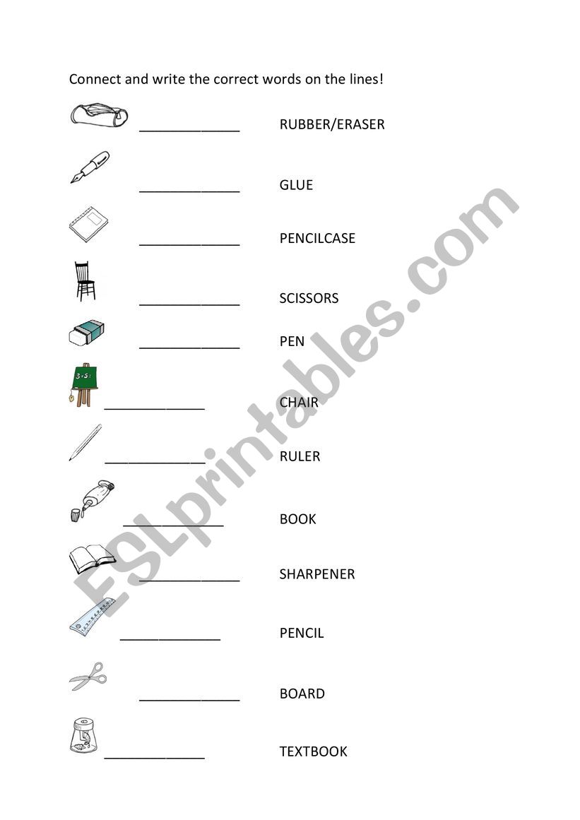 school things worksheet