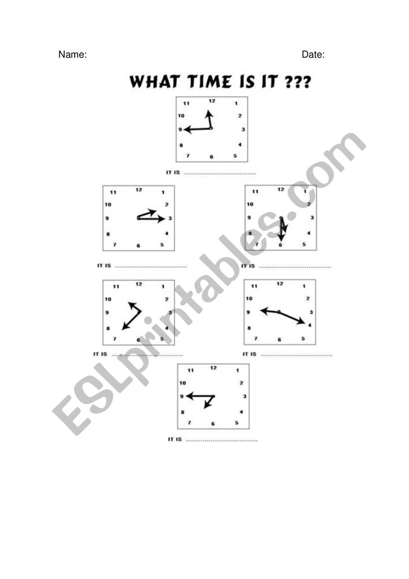 What time is it? worksheet