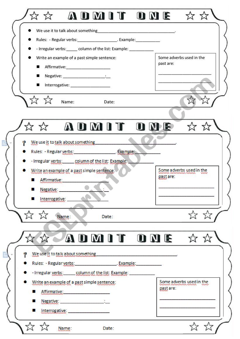 Grammar Timeline  worksheet