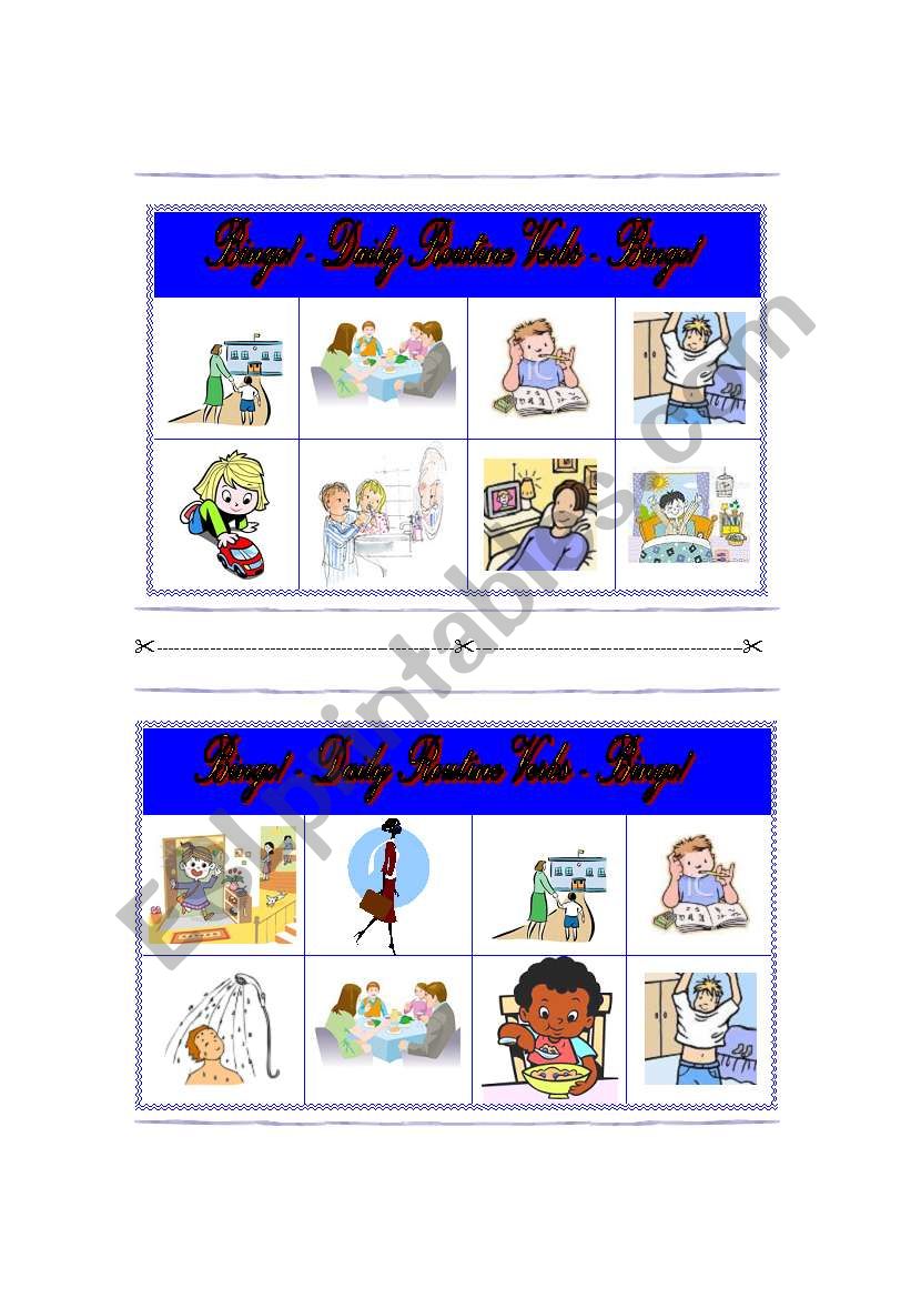 Bingo_Daily Routine Verbs (2) worksheet