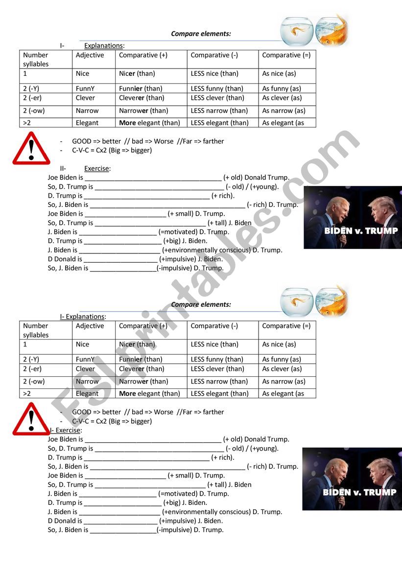 Comparative form  worksheet