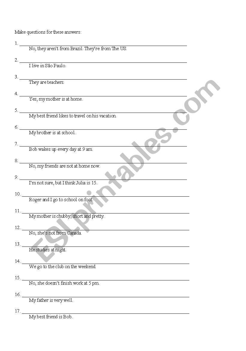 Verb to be X Simple Present worksheet