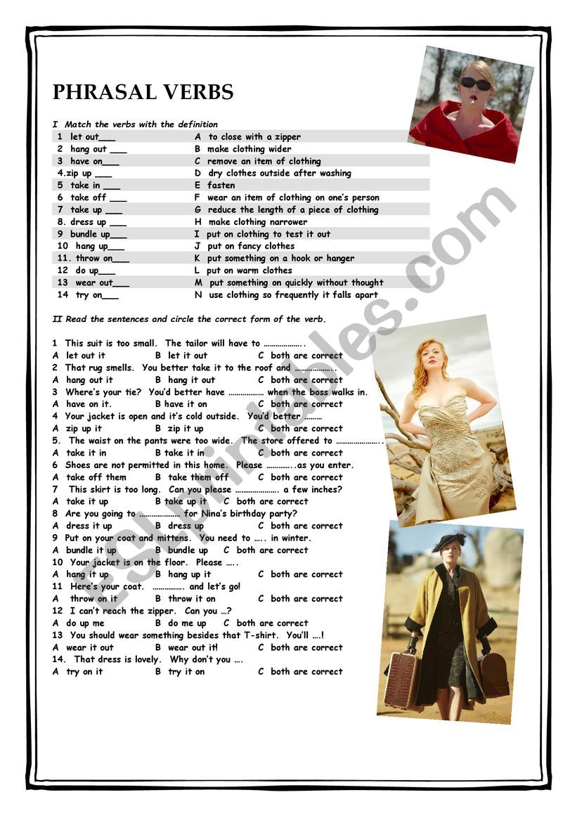 Clothes & Phrasal Verbs worksheet