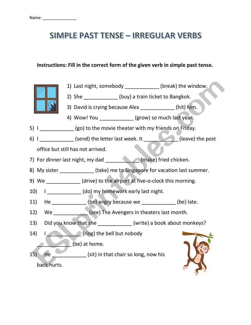 Simple Past Tense - Irregular Verbs