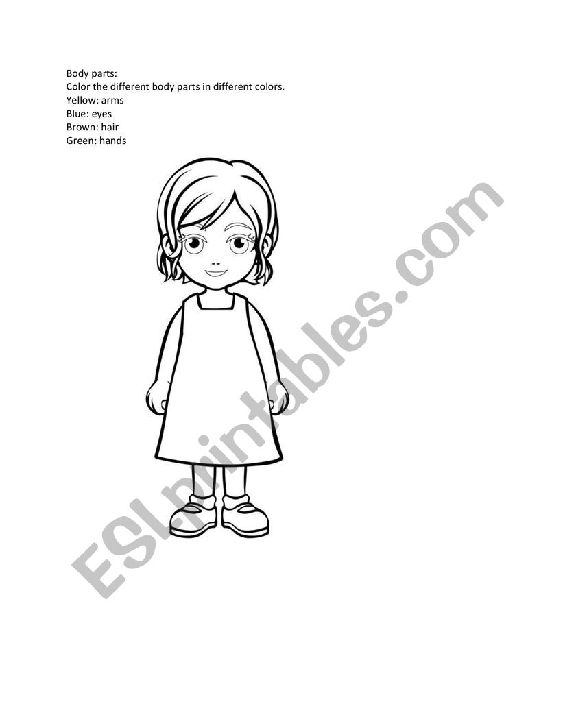 body parts coloring worksheet