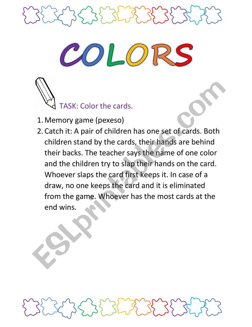 Barvy - karty a hry worksheet