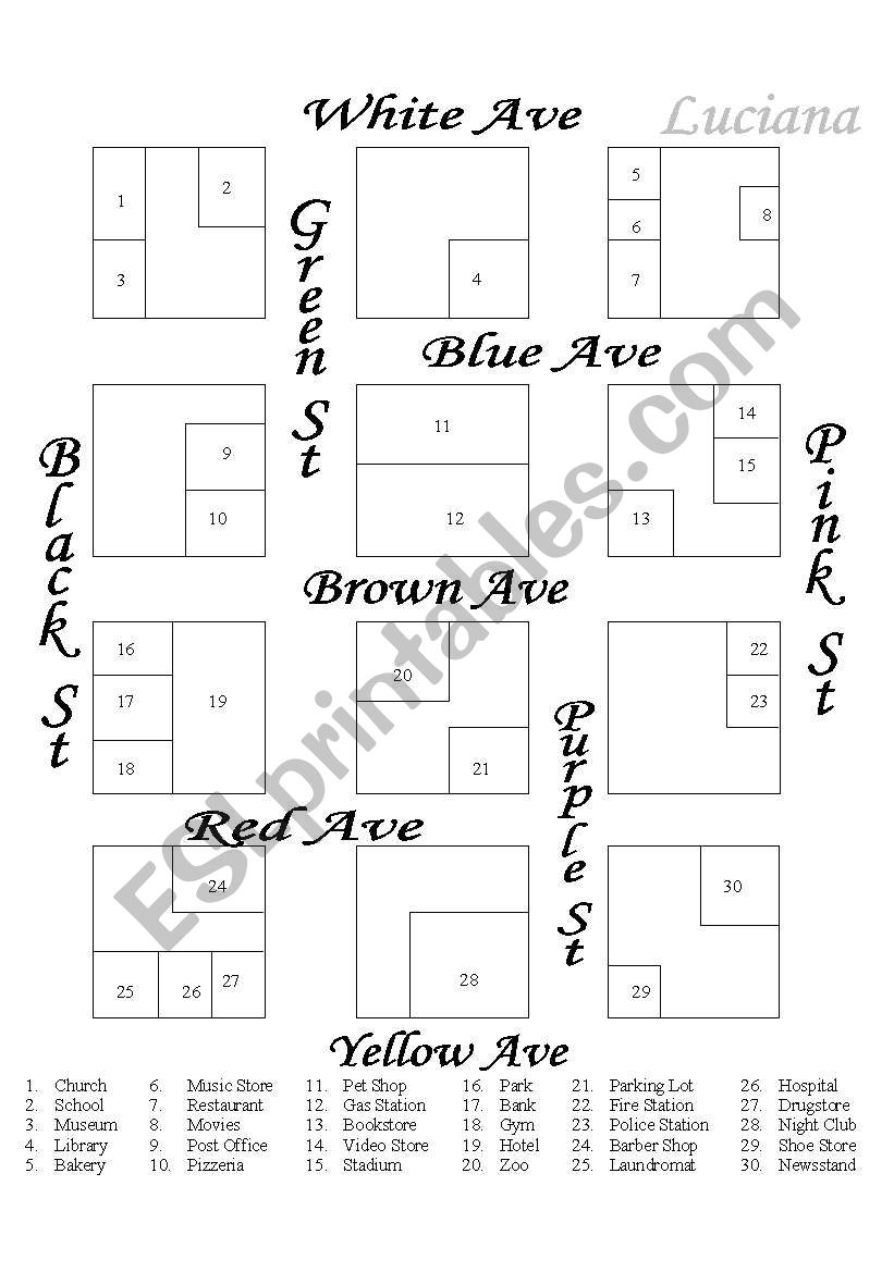 Giving Directions worksheet