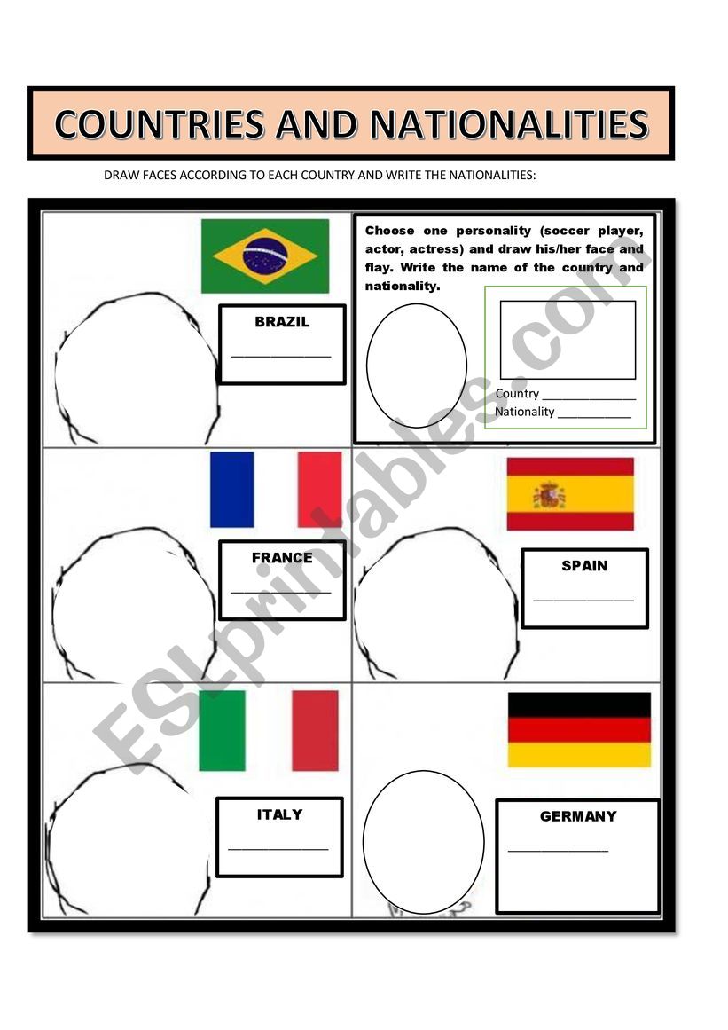 COUNTRIES AND NATIONALITIES worksheet