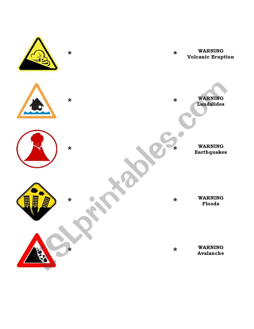 Warning Signs worksheet