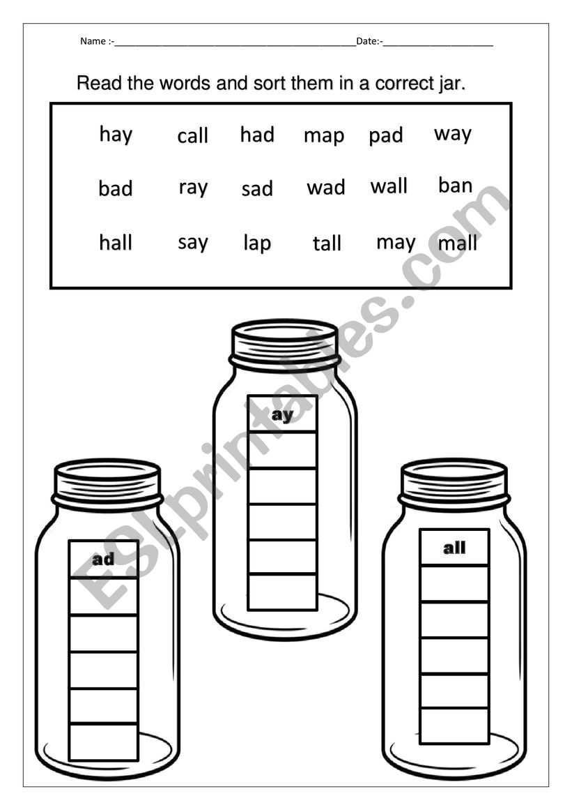 Sorting of short a vowel words