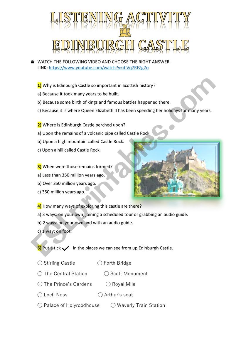 Edinburgh Castle worksheet