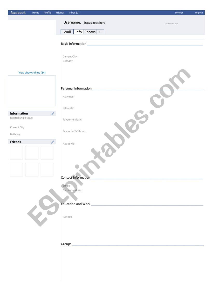 facebook-profile-esl-worksheet-by-freddygiz