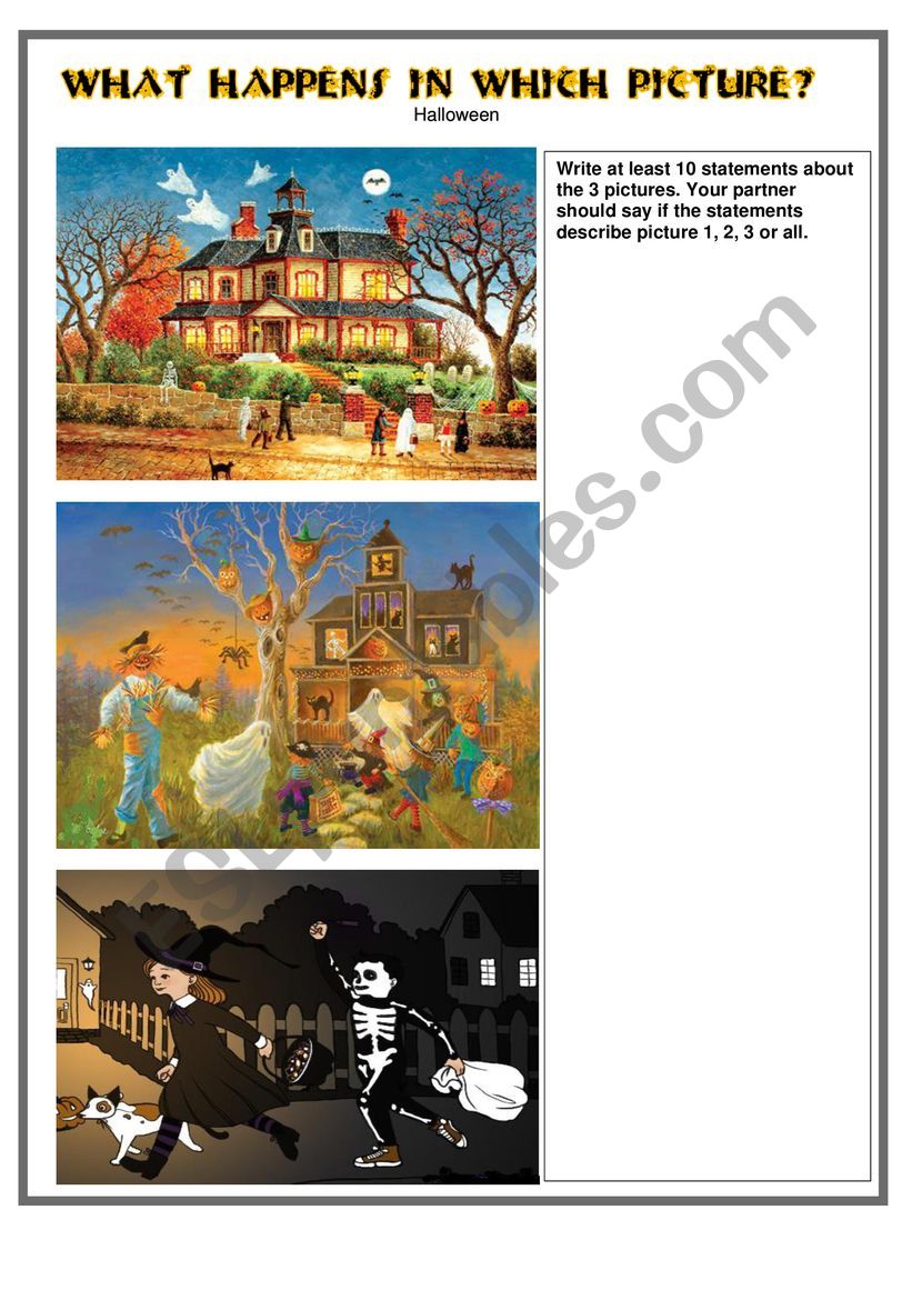 What happens in which picture? - Halloween
