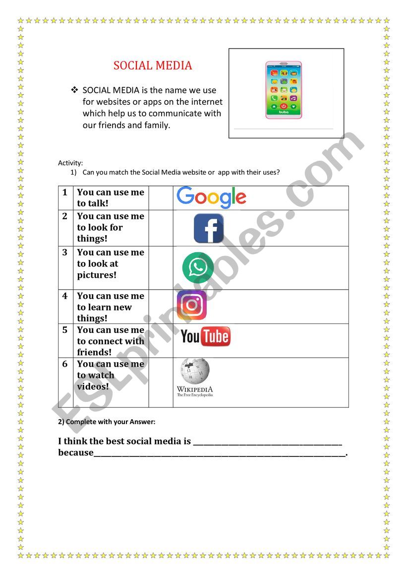 social media worksheet