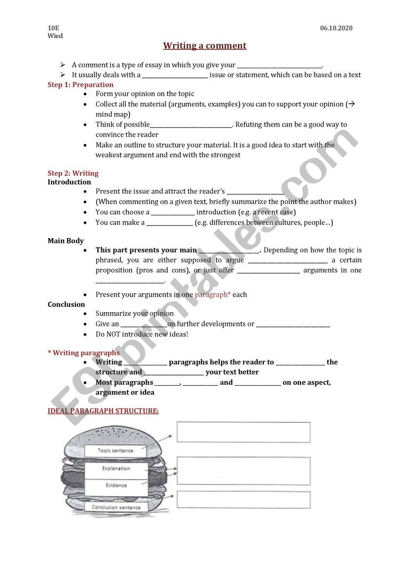 comment and paragraph structure