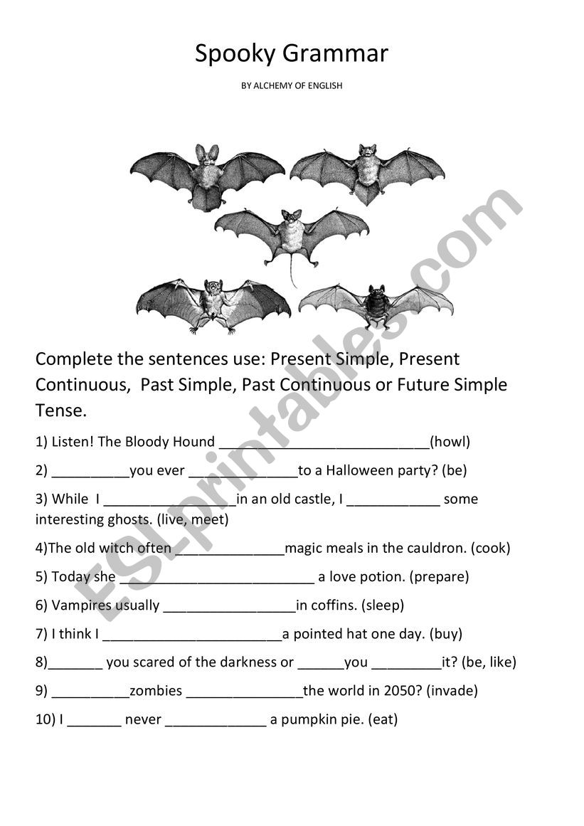 Spooky Grammar worksheet