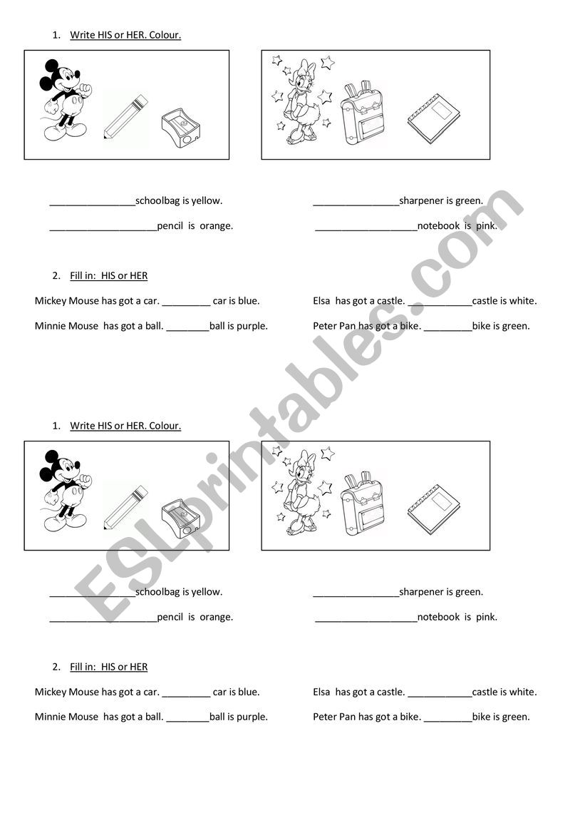 His or Her worksheet