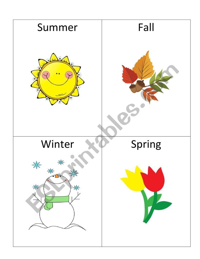 Seasons word sorting game worksheet