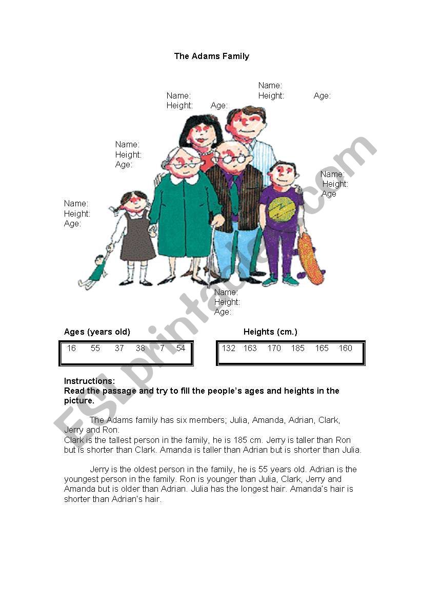The Adams Family   worksheet