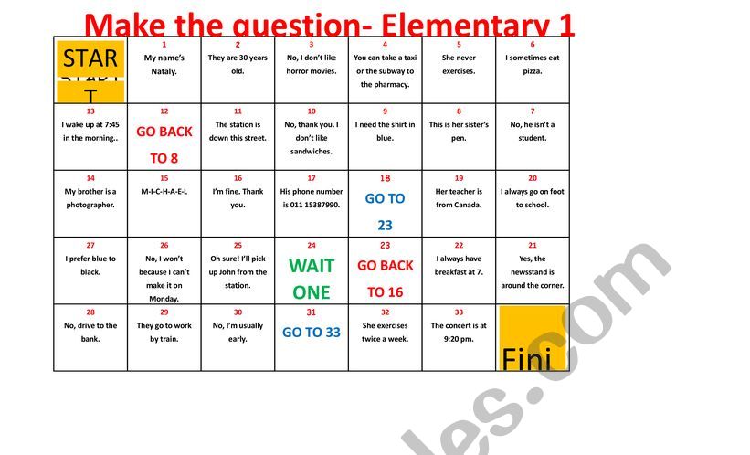 Speaking Boardgame- Revision TopNotch Elementary