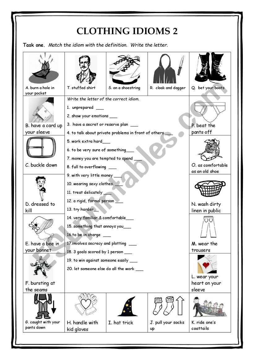 Clothing Idioms 2 worksheet