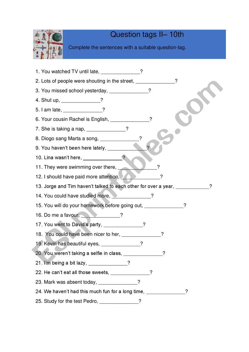 Question-Tags 2 worksheet