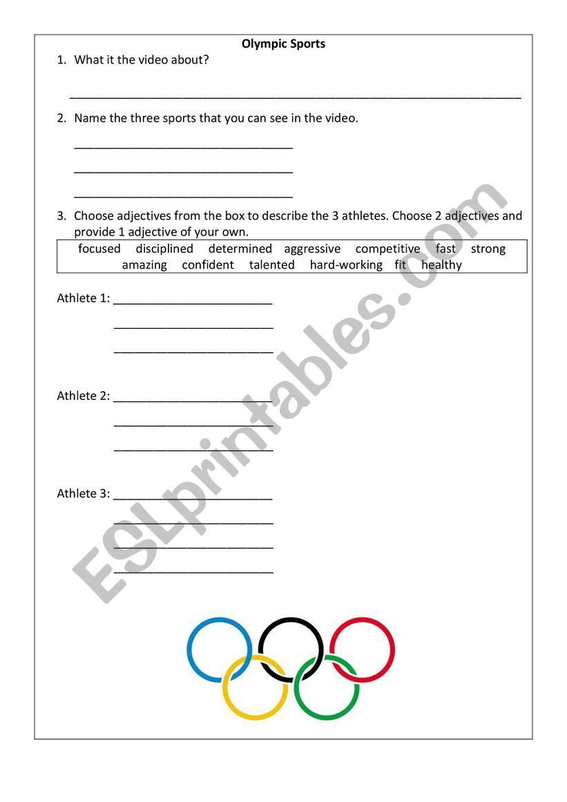 Top 3 Chinese Olympians worksheet