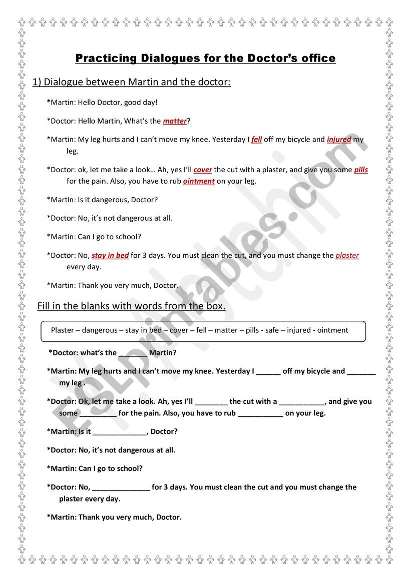 At the doctor�s worksheet