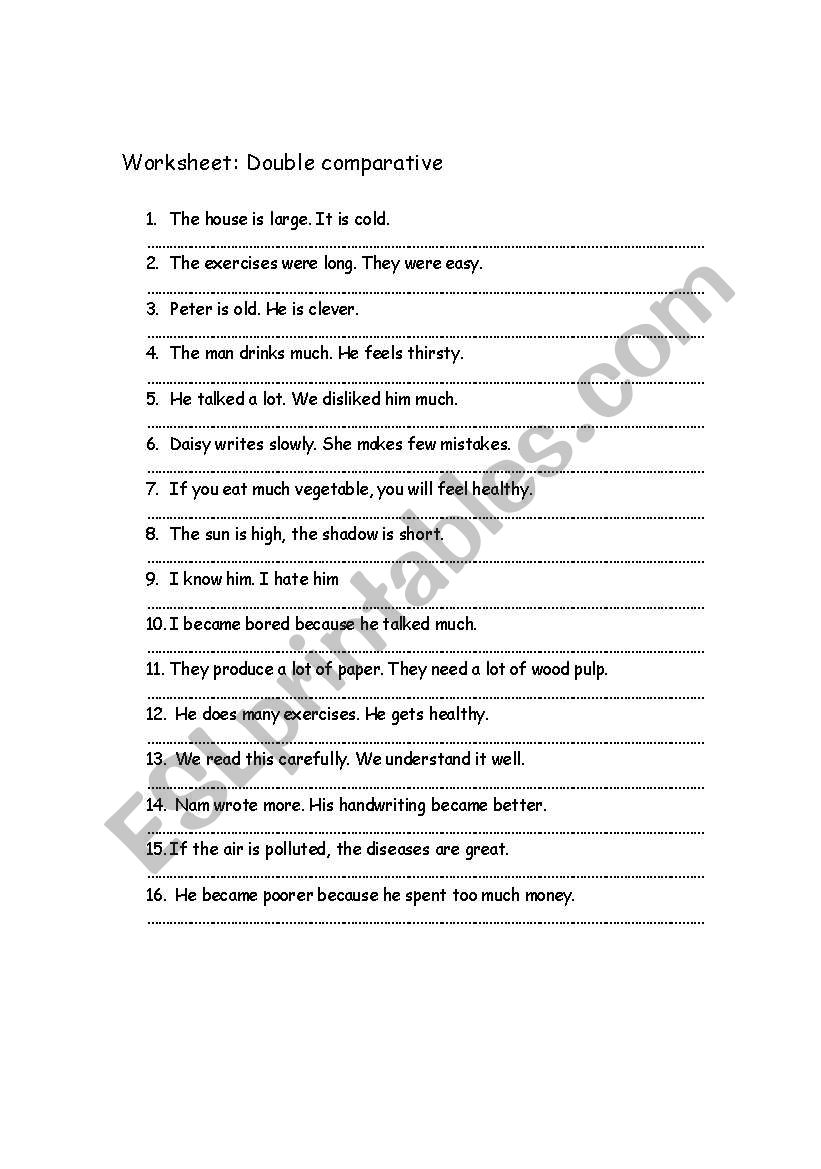 double comparative worksheet