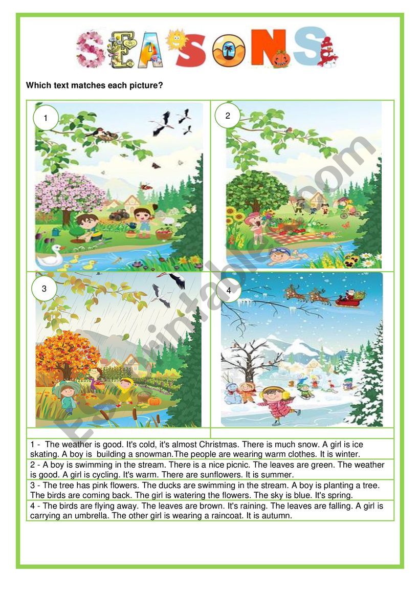 Seasons worksheet