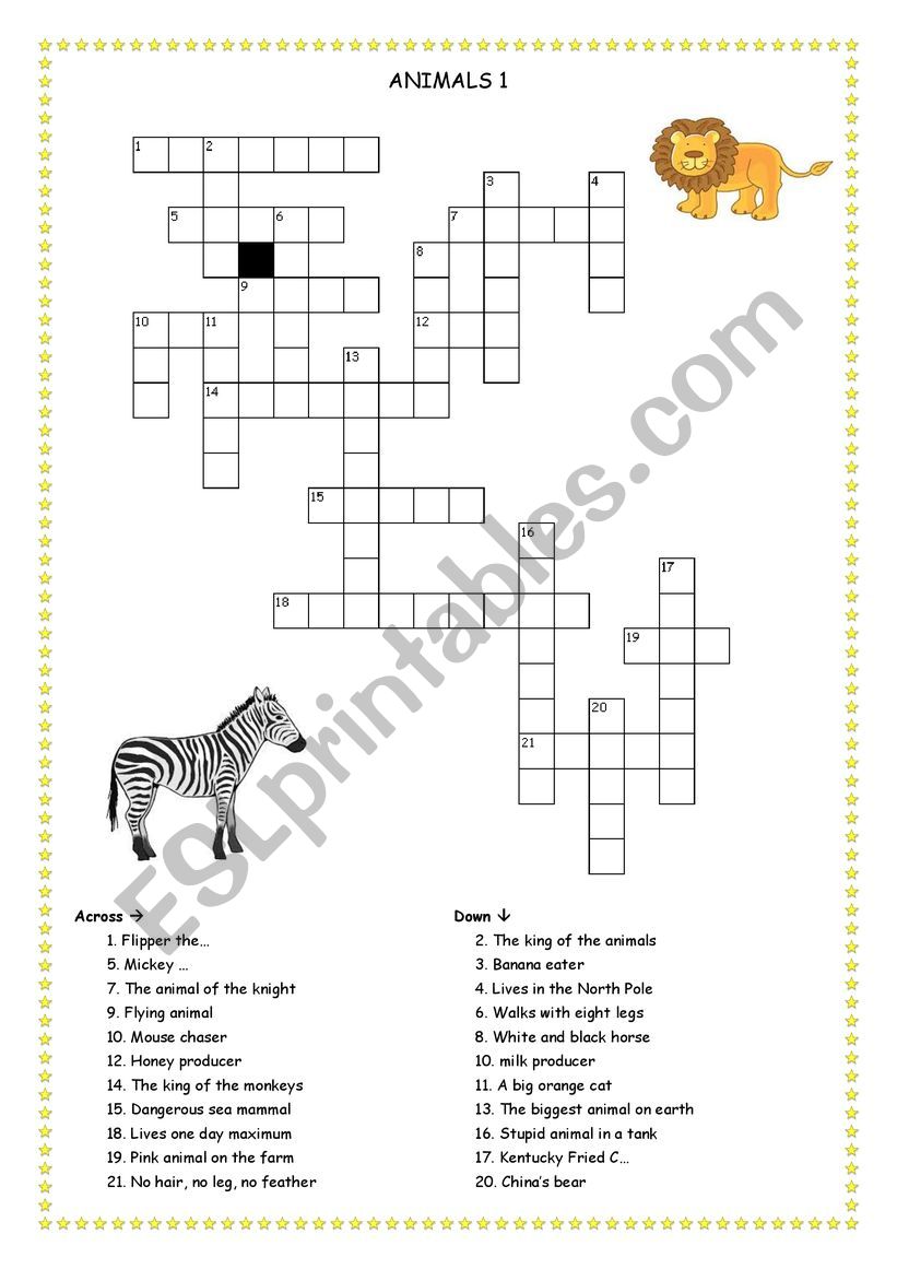 Crossword - Animals worksheet