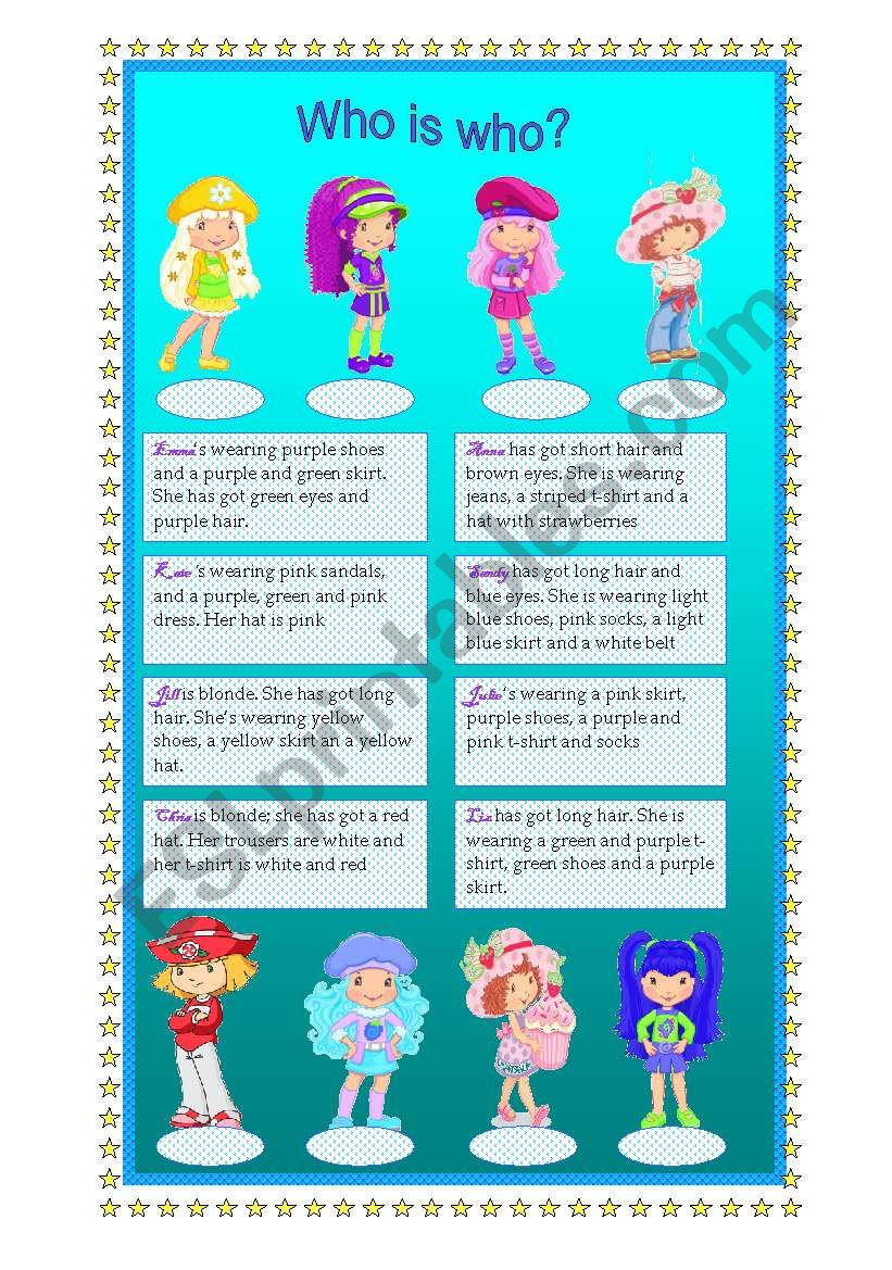 Whos who? worksheet