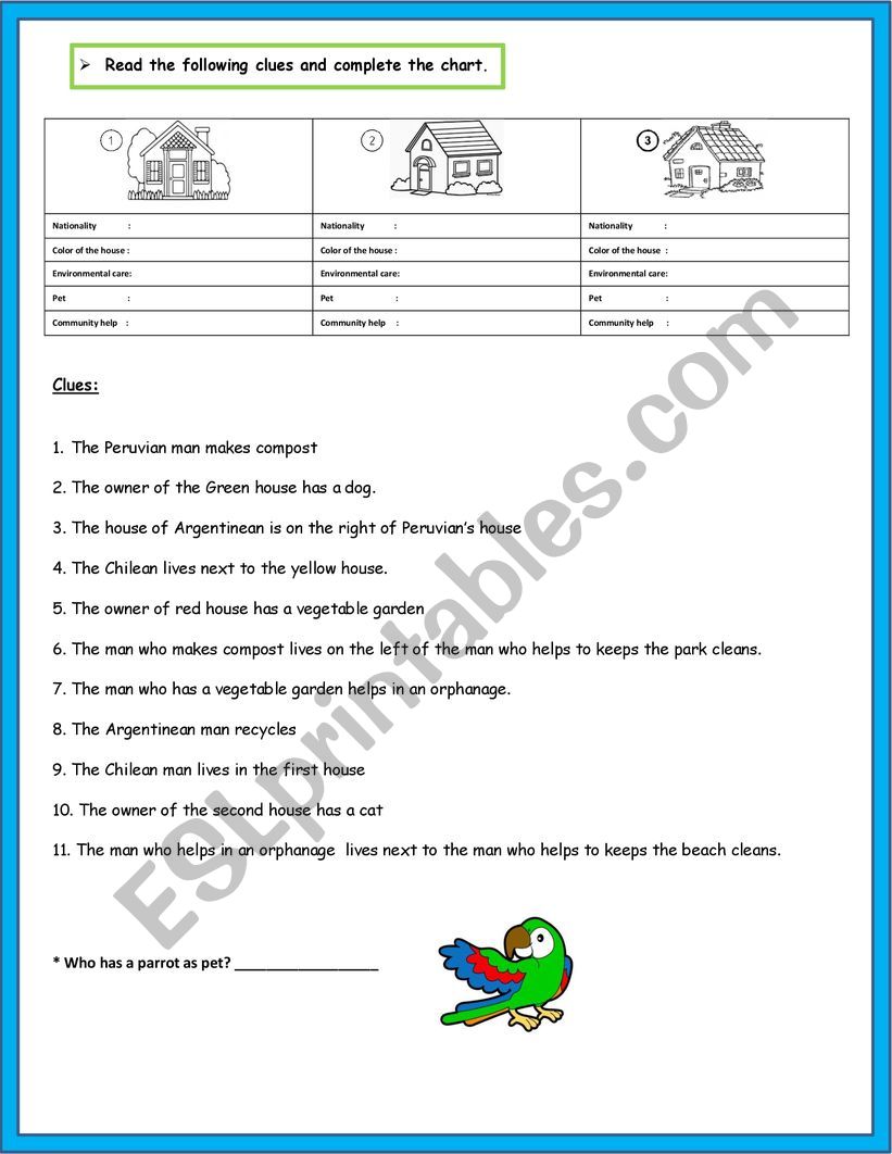 Logic game worksheet