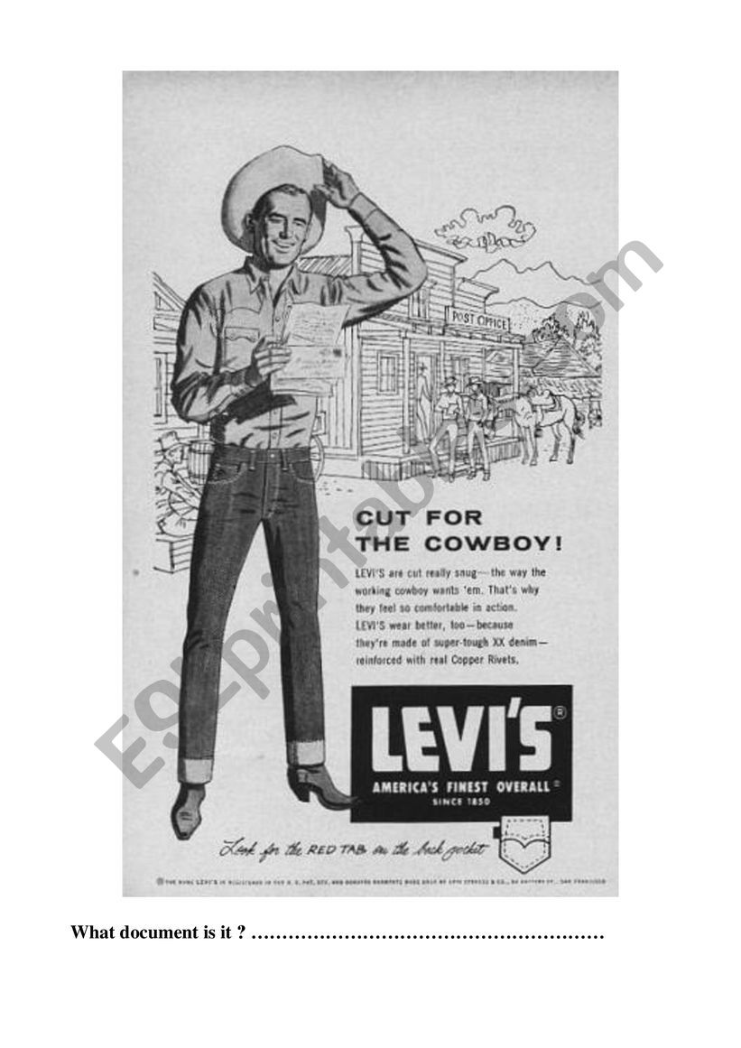 Describing a Levis Advert worksheet